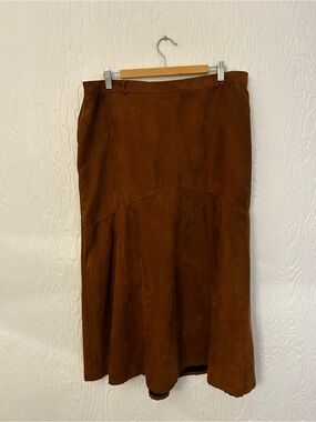 Brown Faux Suede Maxi Skirt Size 18 Boho Western Fall Autumn Neutral Cozy Warm